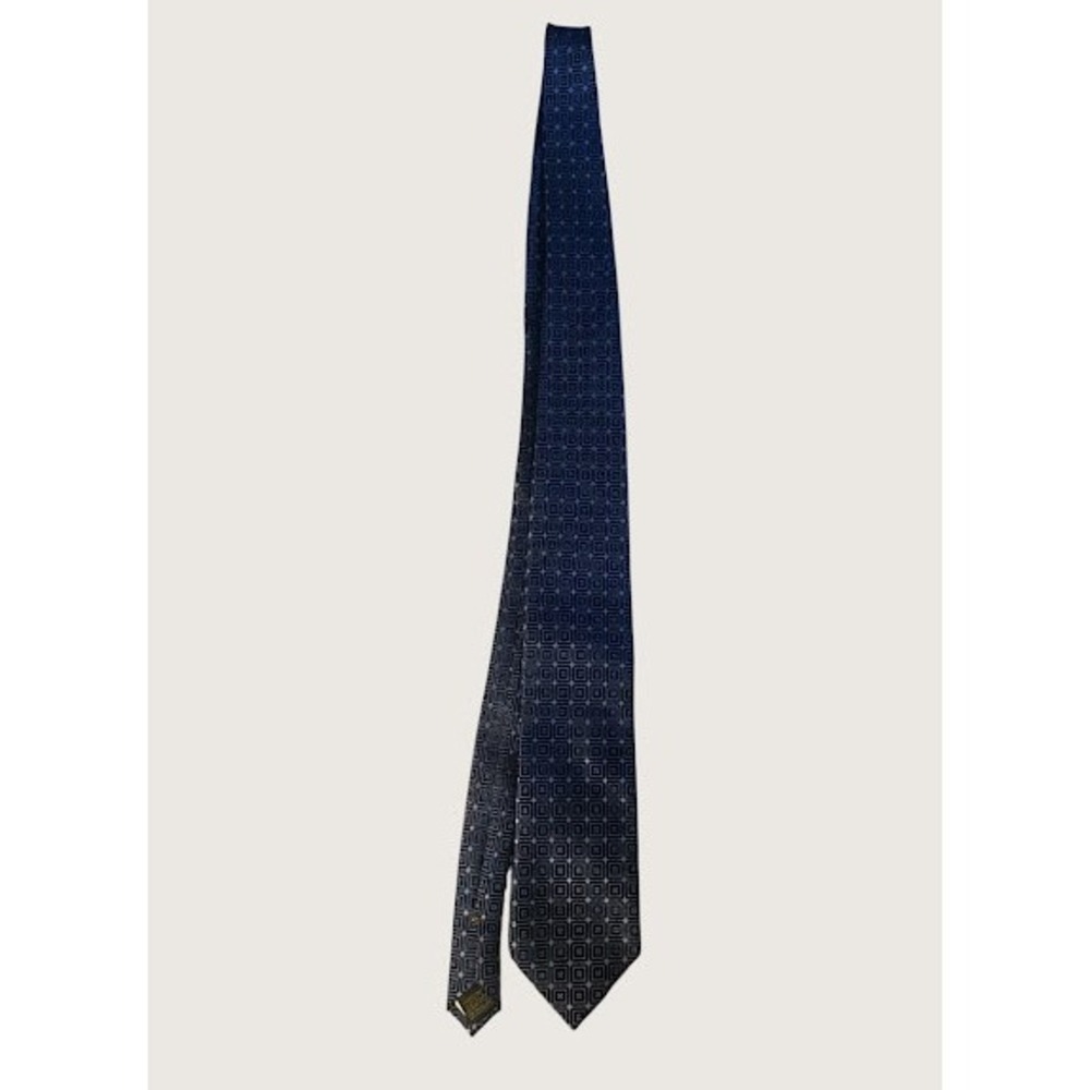Donald J Trump Signature Collection Men's Silk Geometric Pattern Navy Blue Tie
